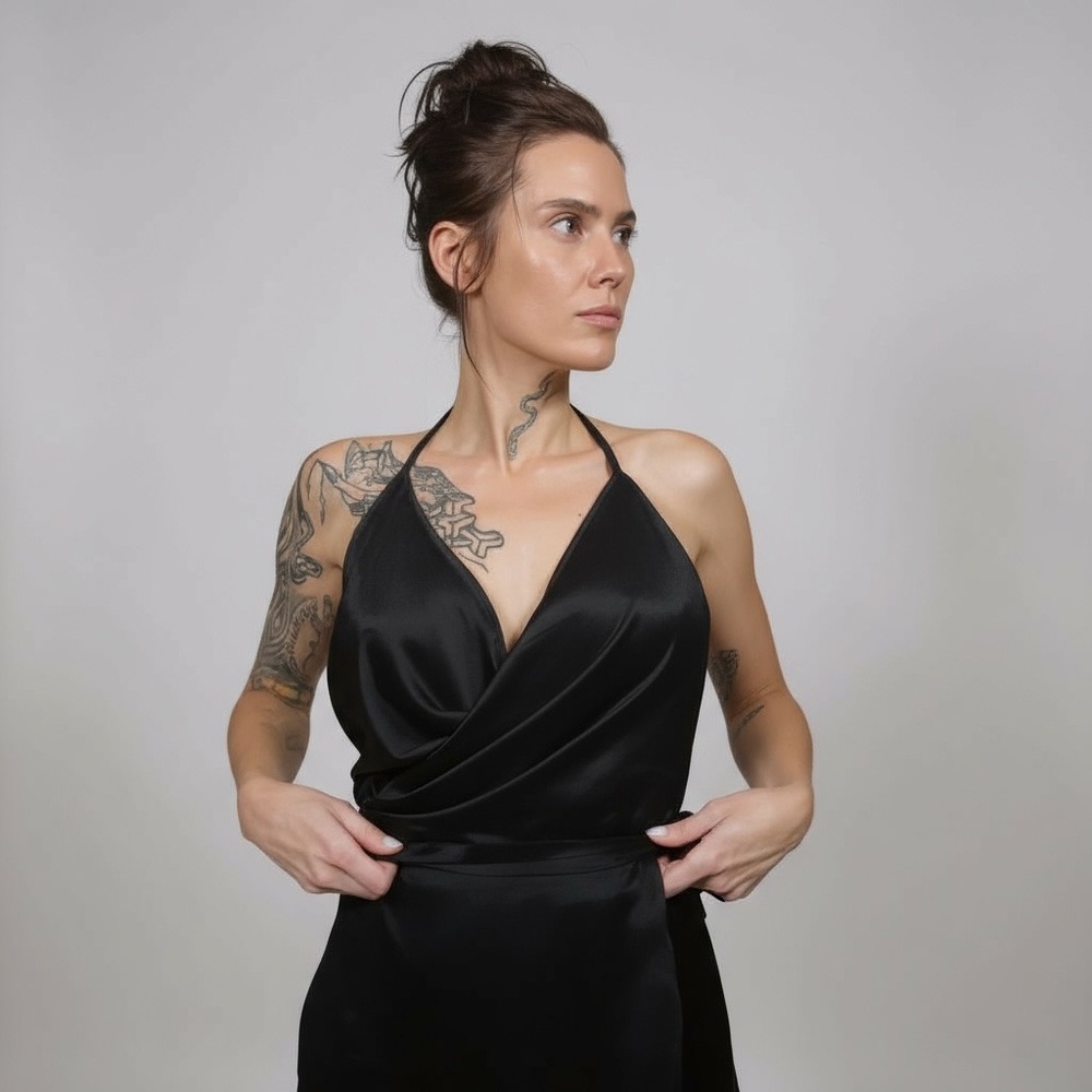 Prettylittlething* Black Halter Dress